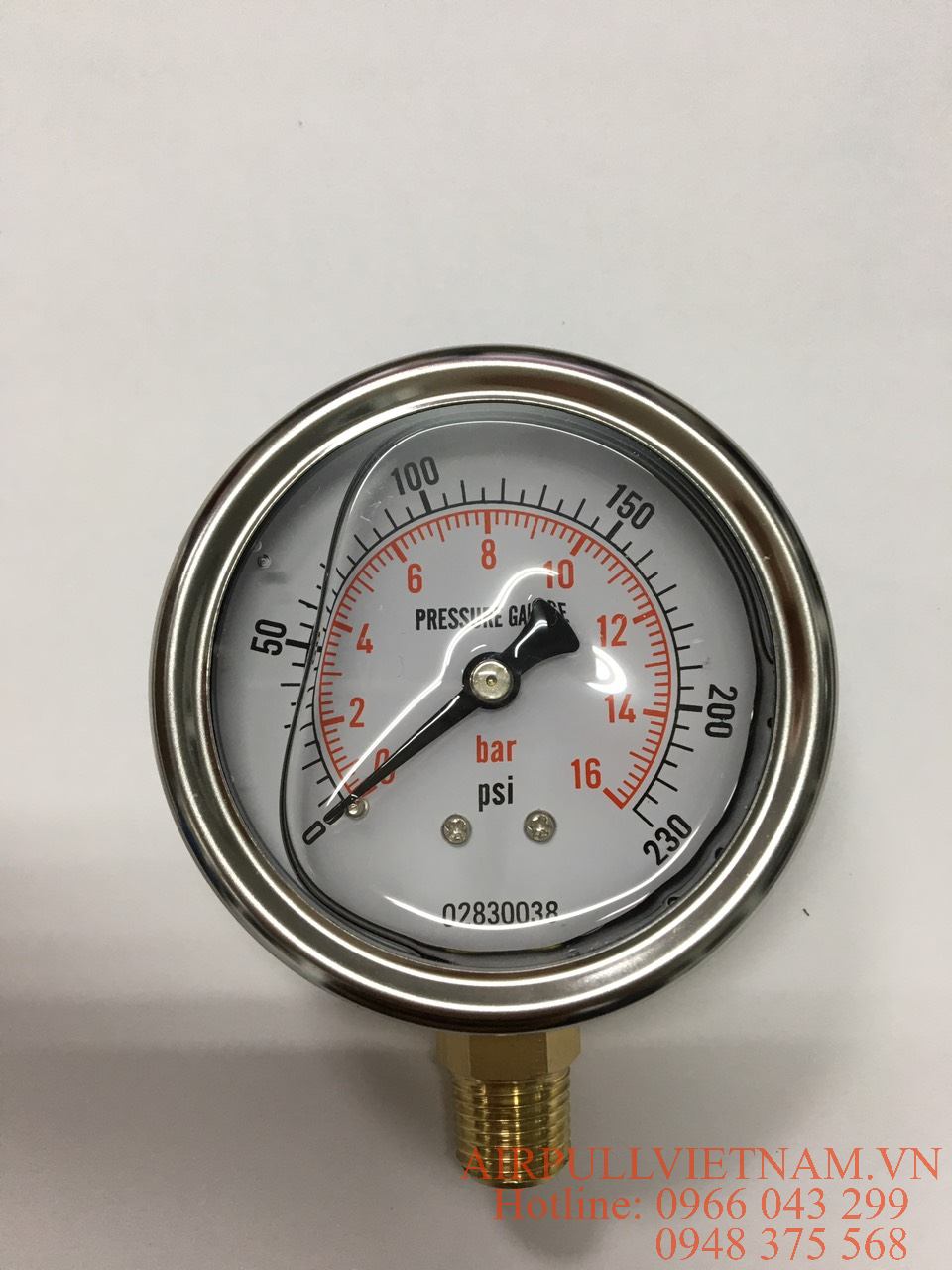 Đồng hồ FD63 (0-230 bar, chân đứng, có dầu)